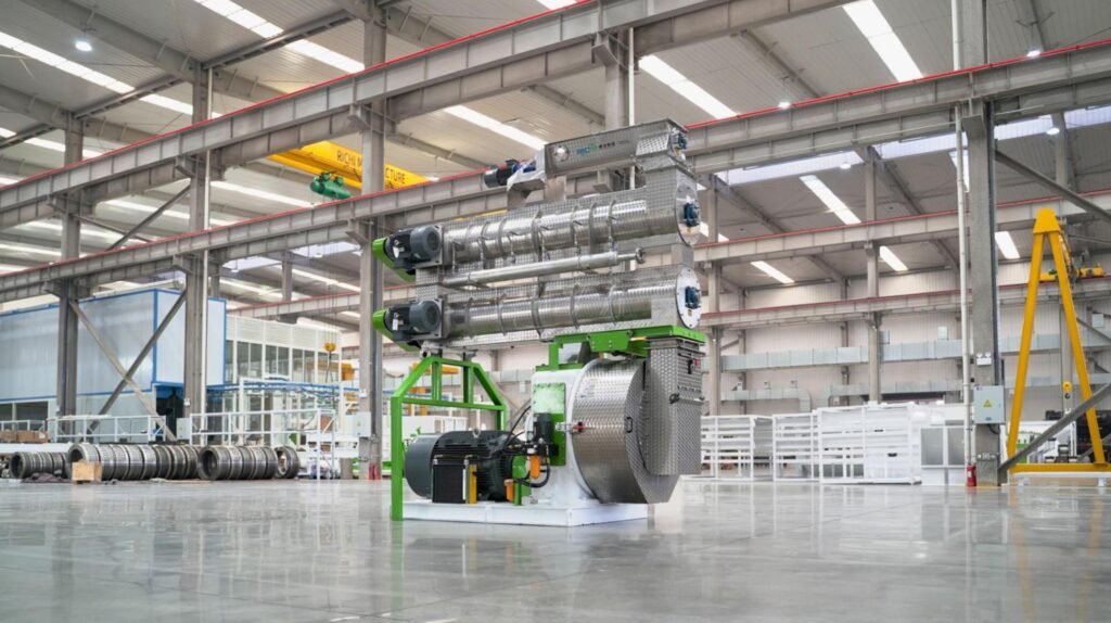 RICHI pellet mill prepared inside a manufacturing facility