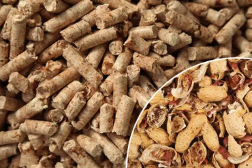 Finished peanut shell biomass pellets made by peanut shell pellet mill machine